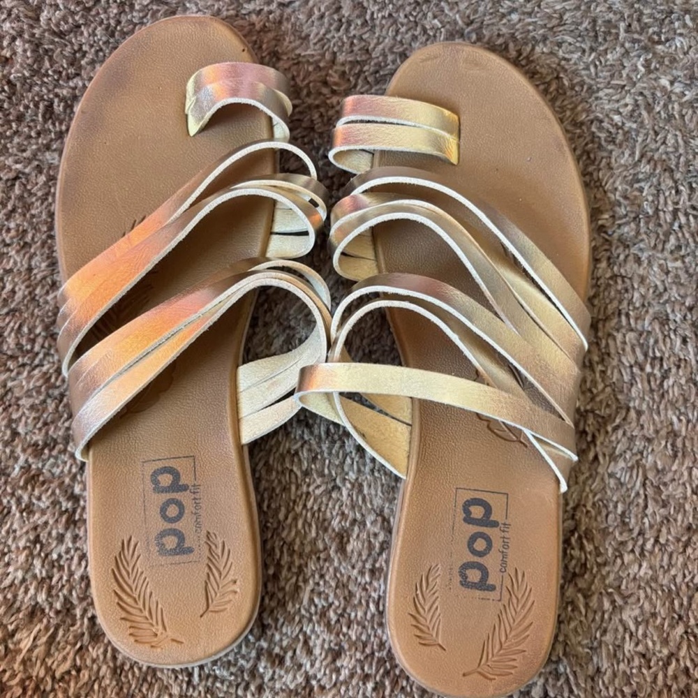 Pop Metallic Strappy Sandals